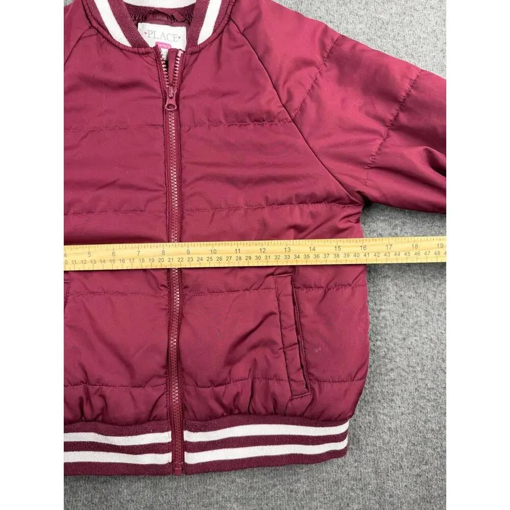 The Children's Place Girls Burgundy‎ Bomber Jacket Size L 10/12